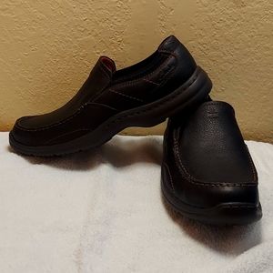 Clarks brown Leather Slip on Ortholite shoes